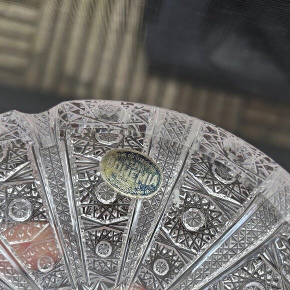 Vintage Bohemia Czechoslovakia Hand Cut Crystal Decorative Bowl - Picture 2 of 8